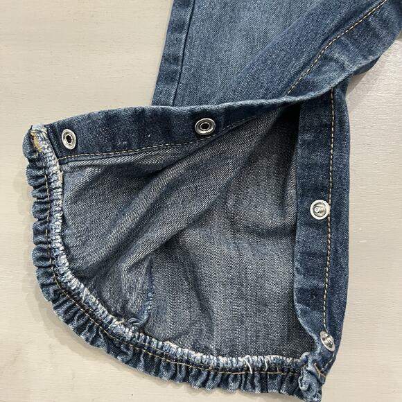 Oshkosh B’Gosh Girl Denim Blue Overalls Stitched Heart Ruffle Hem 18 Months - Picture 6 of 9